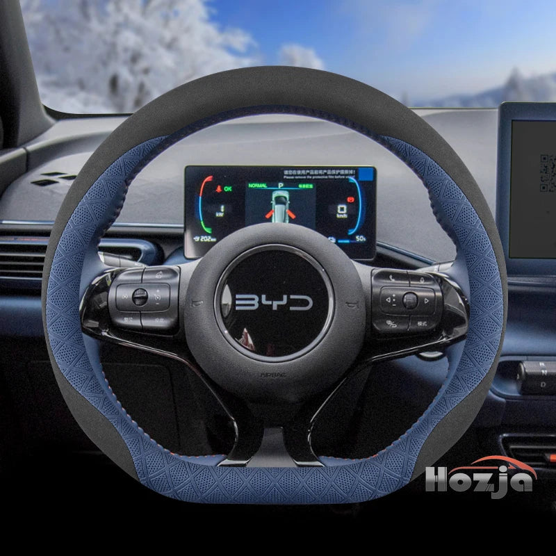 Leather Car Steering Wheel Cover for BYD Dolphin Mini Song Plus Pro Seagull King Yuan Up Sealion 7 Qin Plus 2026 Accessories