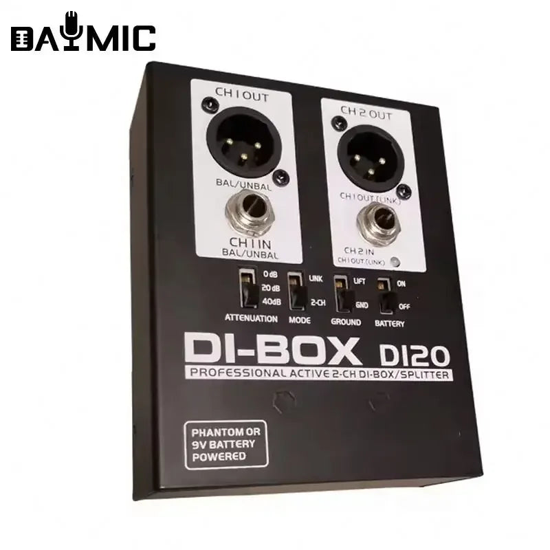 Professional DI 2 channel Audio DI Box Passive DIRECT BOX Low Noise Guitar Bass DI 1 Channel Audio Converter caja directa activa
