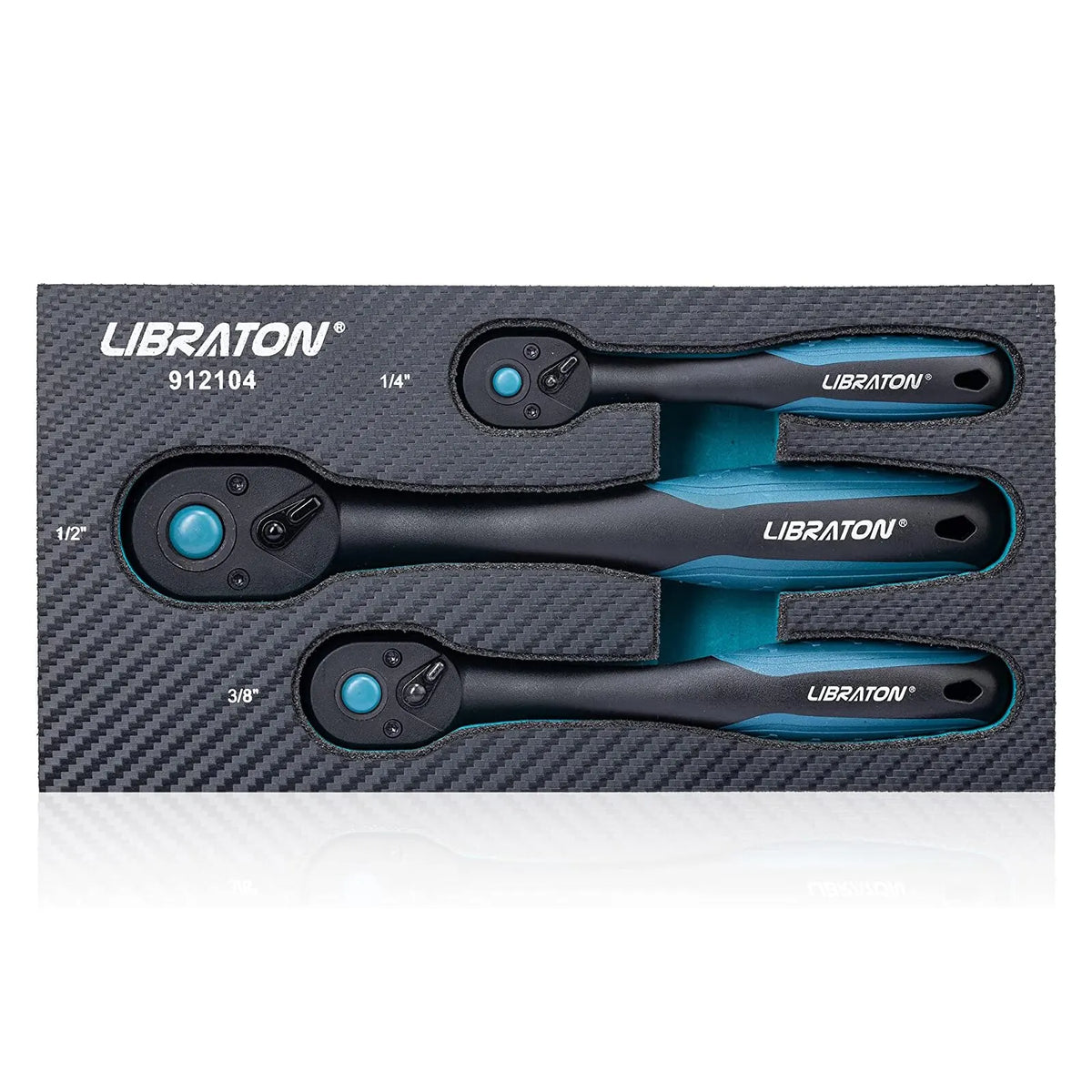 Ratchet Set 3PCS 1/4" 3/8"1/2" Ratchet Handle with Teardrop Head Quick-Release Ratchet Set with Comfort Grip 72 Teeth Wrench