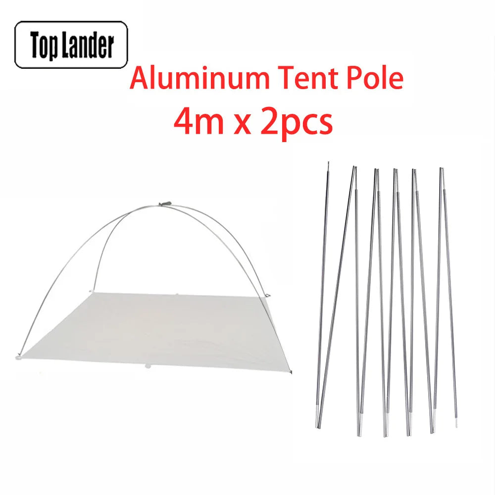 (2pcs/pair) Camping Tent Pole Aluminum Replacement Fittings 3.6m 4m 4.4m Outdoor Tent Rod Camping Repair Accessories