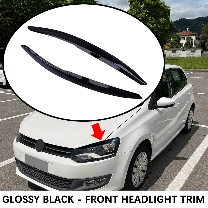 Fit For VW 2010 2011 2012 2013 2014 2015 2016 2017 2Pcs Polo Mk5 6R Headlamp Eyebrow Eyelid Cover Decorative Trim Accessories