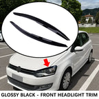 Fit For VW 2010 2011 2012 2013 2014 2015 2016 2017 2Pcs Polo Mk5 6R Headlamp Eyebrow Eyelid Cover Decorative Trim Accessories