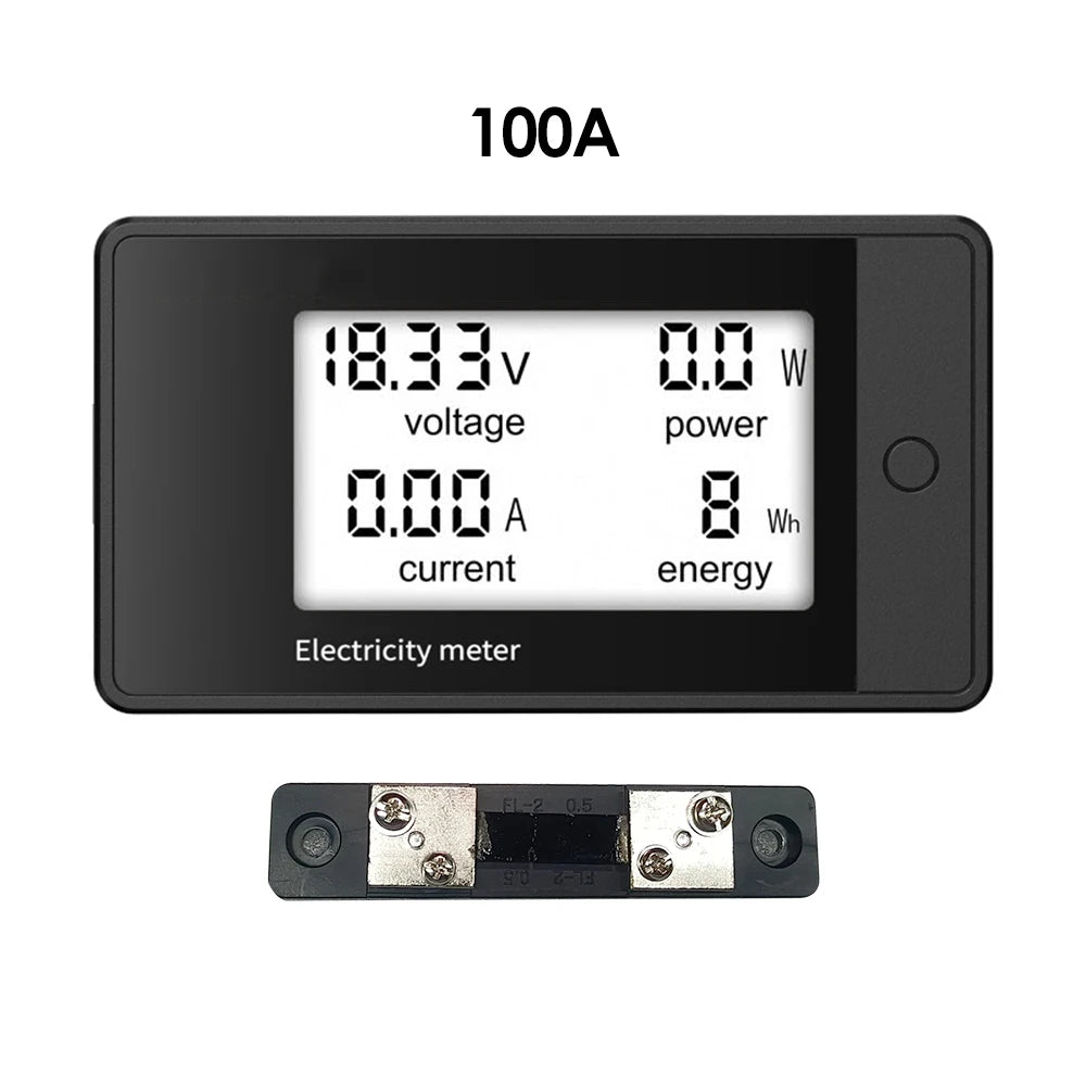 20A/50A/100A/200A Digital Meter DC8-100V Voltmeter Ammeter LCD 4-in-1 DC Voltage Current Power Energy Detector Amperimetro Shunt