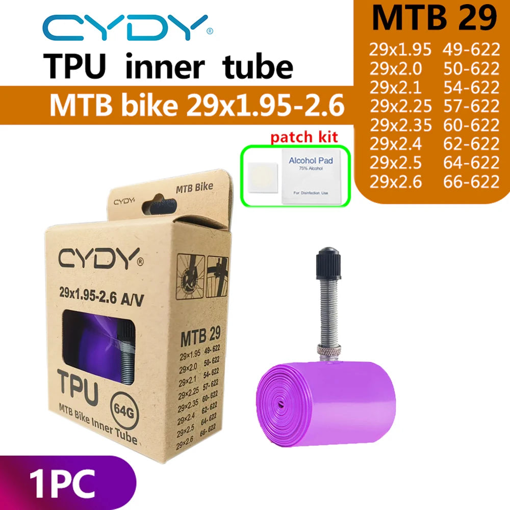 CYDY TPU MTB Bike Inner Tube Camera 29 26 27.5 29x1.95-2.6 Inch Mountain Bicycle Tire Schrader Valve AV pneu 29er Cycling Tube