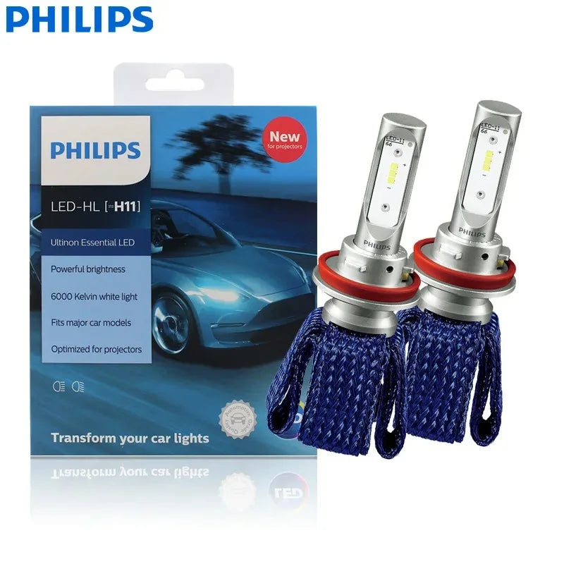 Philips Ultinon Essential LED Light H4 H7 HB3 HB4 H8 H11 H16 6000K White Lamp LED HIR2 9012 9005 9006 Auto Headlight,1Pair