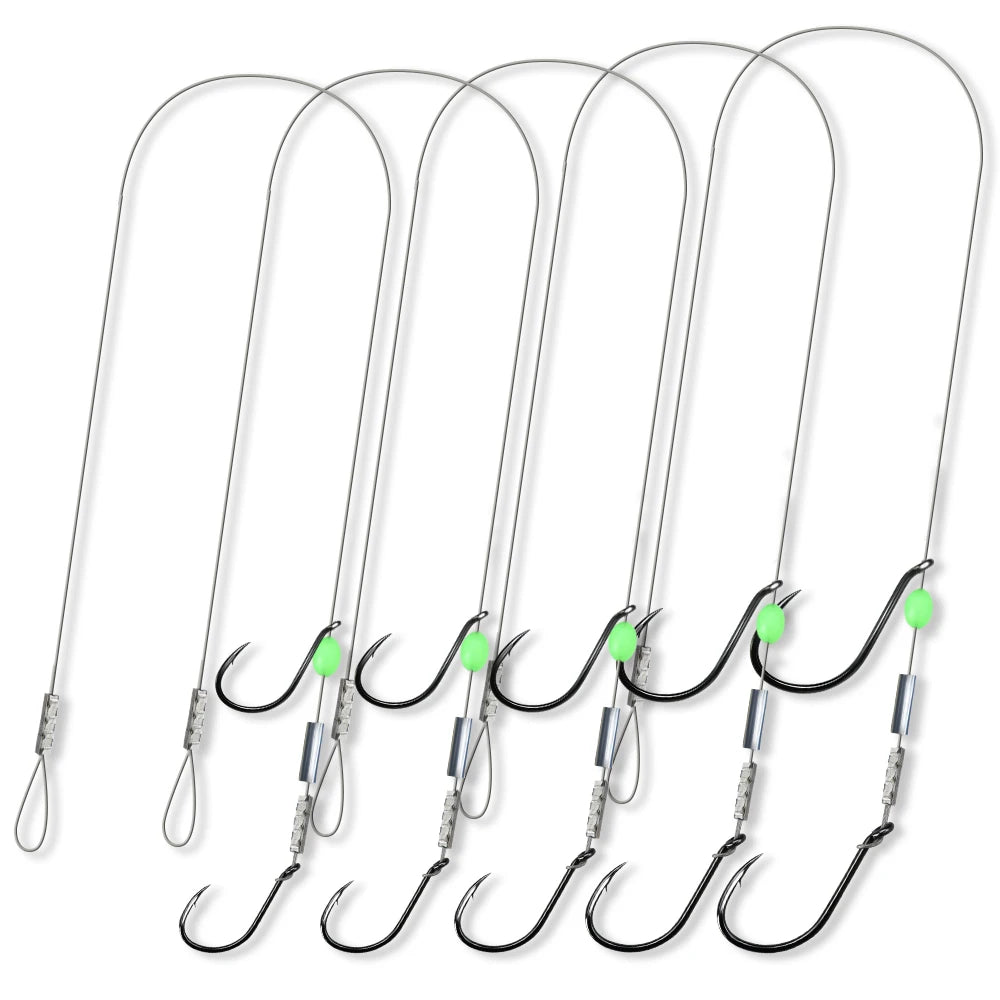 ZYZHE 1pc Fishing Stinger Rigs with 49 Strands Steel Wire Double Hooks For Freshwater Saltwater Fishing Live Bait Rigs
