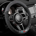 Car Steering Wheel Covers Cowhide Suede Steering Wheel Cover Wrap Universal 37-38cm Breathable Steering Covers Car Accessories