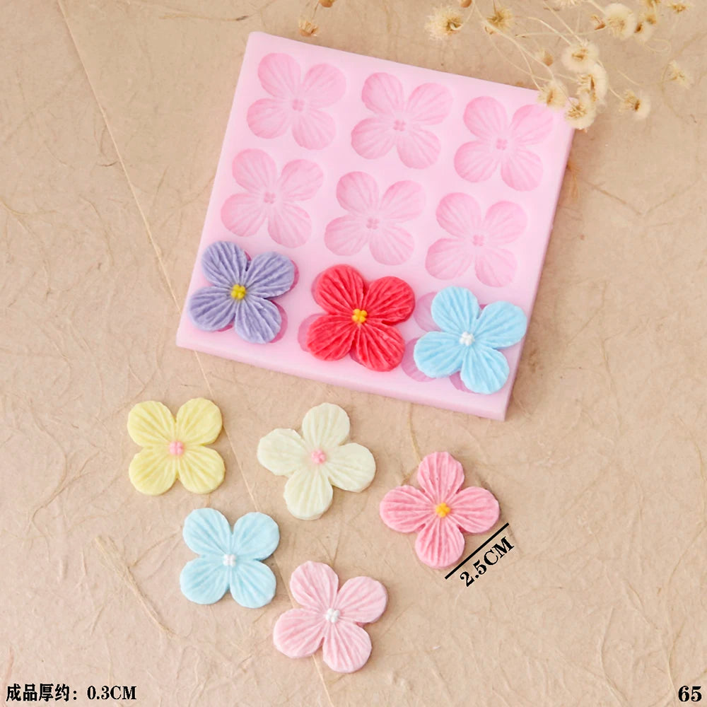 3d Flowers Cherry Blossoms Silicone Molds Daisies Five-petal Flowers Fondant Candy Chocolate Mould Cake Decor Baking Accessories