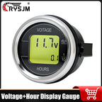 2'' 52MM Car Voltage + Hour Dual Display Gauge LED Digital Meter Waterproof Voltmeter Voltage Meter Volt Detector 12V24V 2 In 1