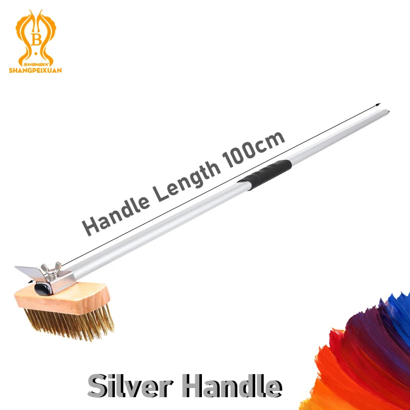 SHANGPEIXUAN Professional Pizza Oven Copper Brush Scraper Household Grill Brass Cleaning Brush with 21 inch Aluminium Handle
