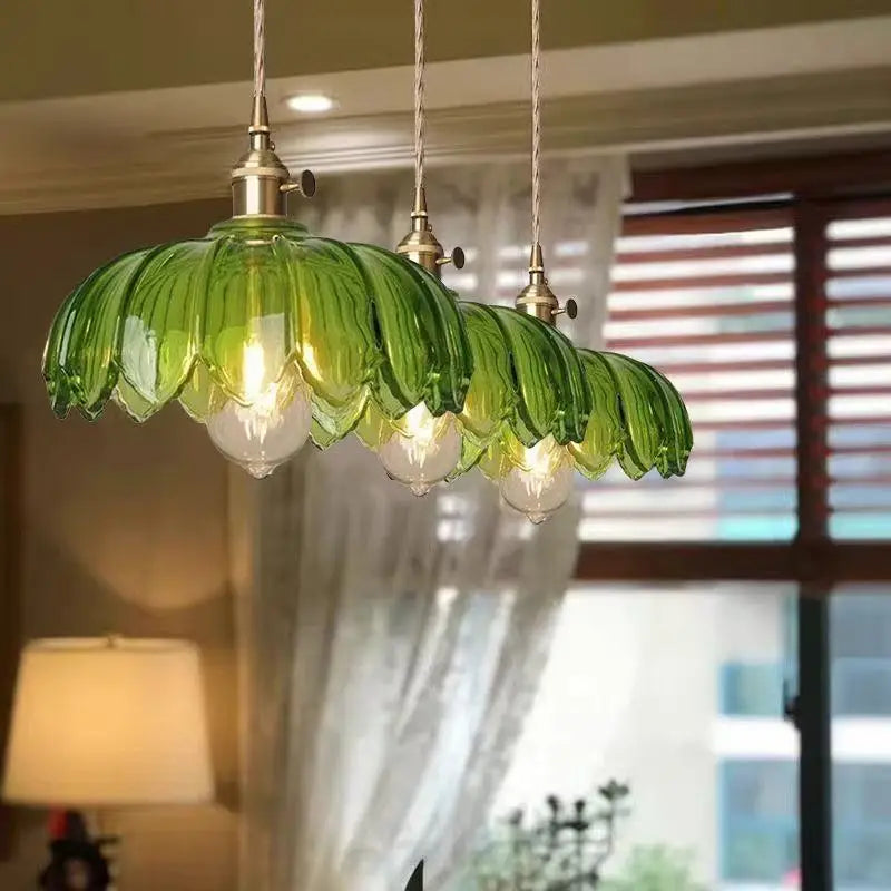 Nordic glass pendant light, green or clear, 15-25cm shade, LED 4W optional
