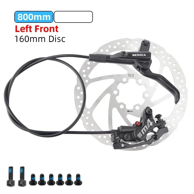 MEROCA M4 4-piston Hydraulic Bicycle Brakes Front Rear Kit 4 Piston Disc Brake Oil Brake MTB Compatible with 160mm Rotor