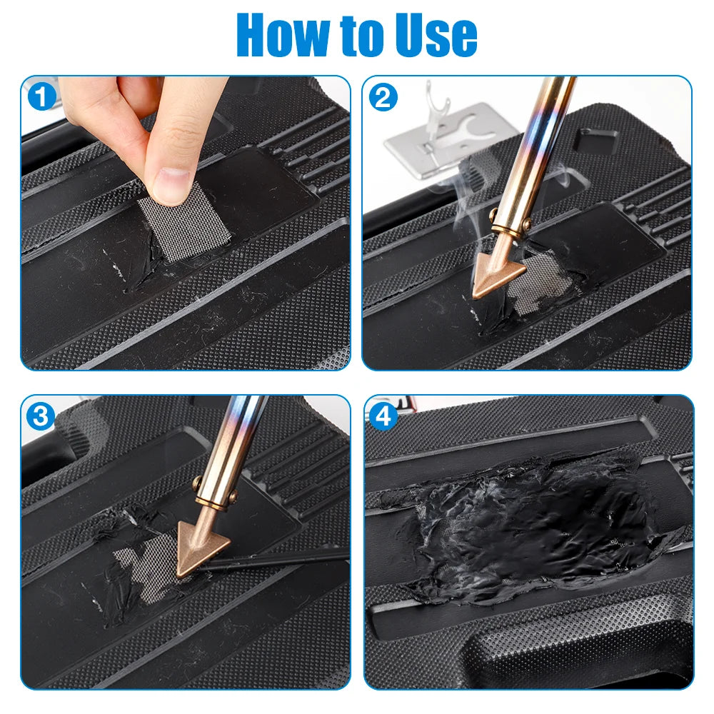 55/110Pcs Plastic Welding Kit, ABS PP PVC PE Plastic Welding Rods,304 Stainless Steel Welding Repair Mesh,Car Bumper Repair Tool