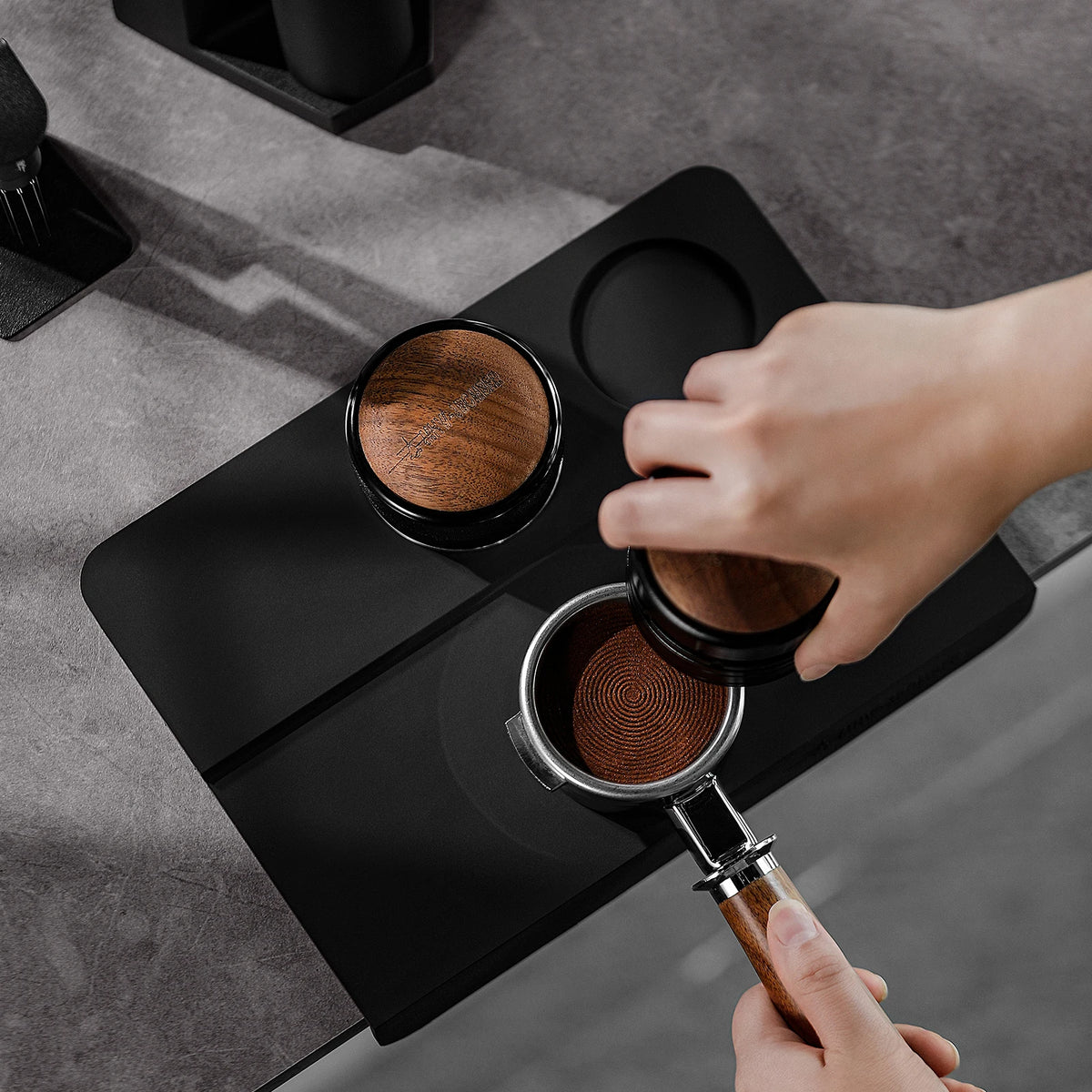 MHW-3BOMBER Espresso Tamping Mat Silicone Tamper Station Pad, Black or Grey, 1pc/2pcs