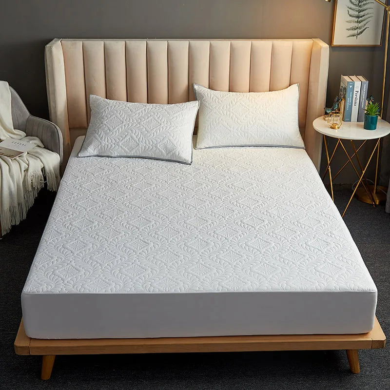 Waterproof Quilted Fitted Mattress Protector Cover Sheet 30cm Deep, Blue/Green/Grey