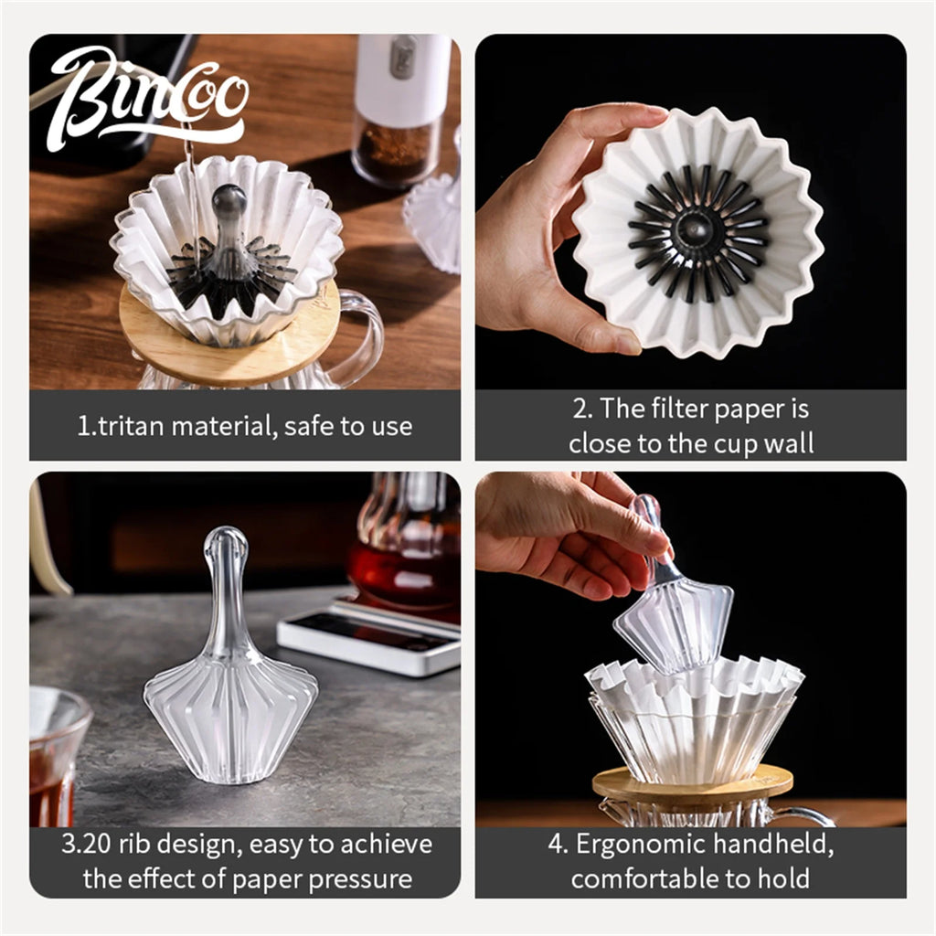 Bincoo Filter Paper Holder, Heat-Resistant Tritan Coffee Press Ring, Pour Over Assistant, Household Coffee Accessory