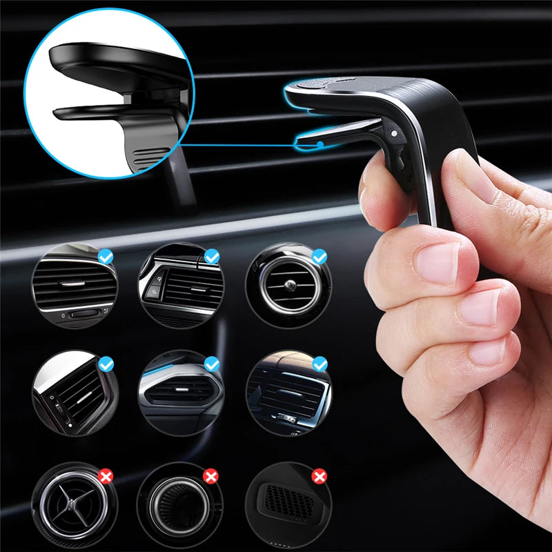 Magnetic Car Phone Holder Air Vent Clip Mount 360 Rotation Mobile Bracket GPS Cell Phone Stand in Car For IPhone Samsung