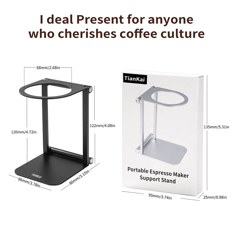 Foldable coffee machine stand aluminum alloy drip filter metal espresso machine base suitable for travel, portable home use