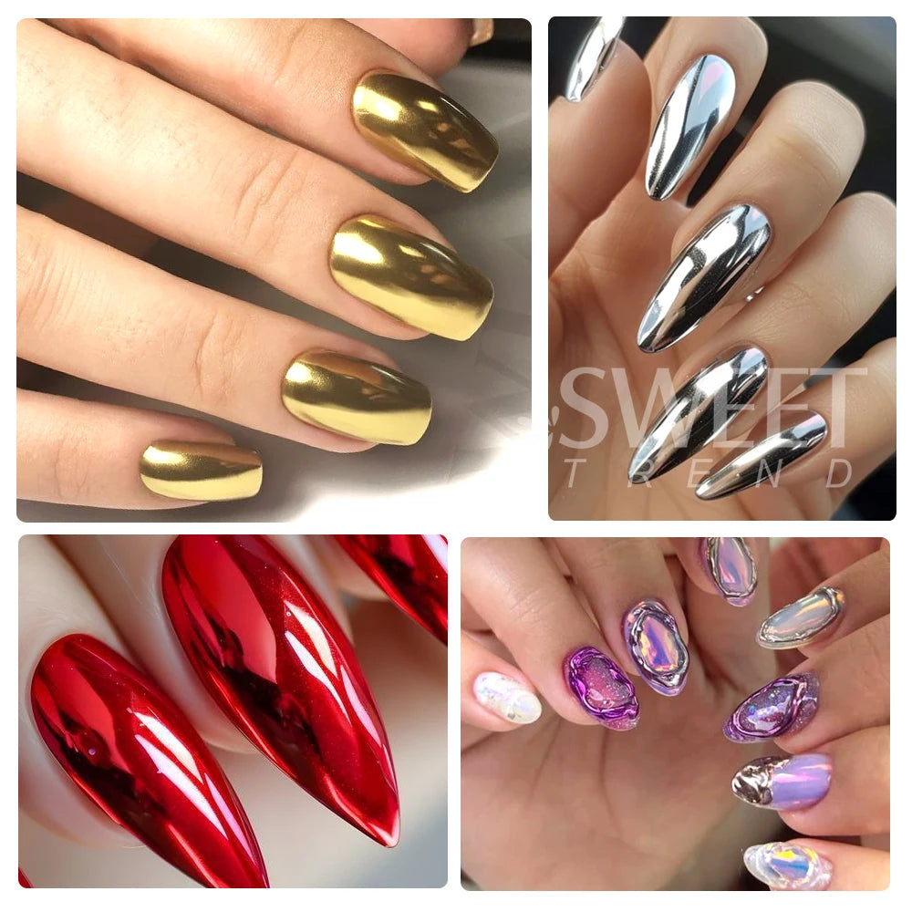 24/26/45 Colors Chrome Nail Powders Gold Silver Metallic Mirror Effect  Holographic Nail Glitter Material for Manicure Supplies