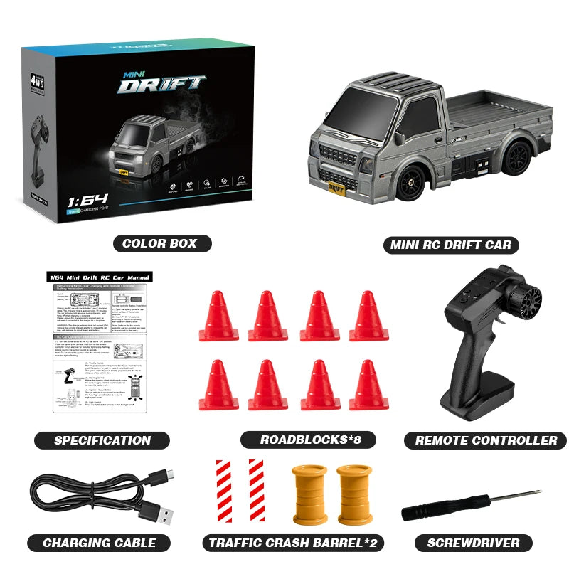 1/64 RC Car 2.4G 4WD High Speed Drift Mini Desktop Racing Car Four Wheel Drive Radio Controlled Mini GTR Racing Model Boy Toy