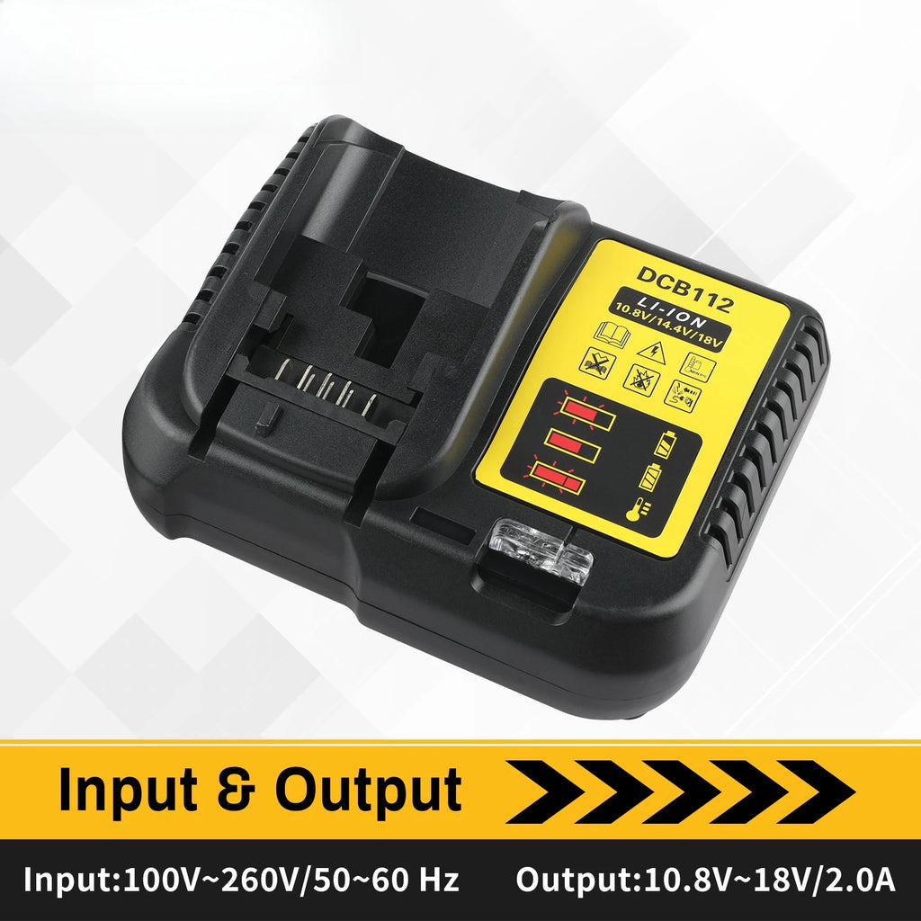 DCB112 Battery Charger For Dewalt 10.8V 12V 14.4V 18V 20V DCB206 DCB205 DCB204 DCB203 DCB120,DCB107 DCB115 DCB105(No battery)