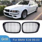 Pulleco For BMW E39 5 Series 525 528 Gloss Black Grille Car Front Hood Grill Kidney Grilles Racing Grill 99-03 Auto Accessories