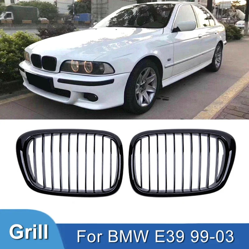 Pulleco For BMW E39 5 Series 525 528 Gloss Black Grille Car Front Hood Grill Kidney Grilles Racing Grill 99-03 Auto Accessories