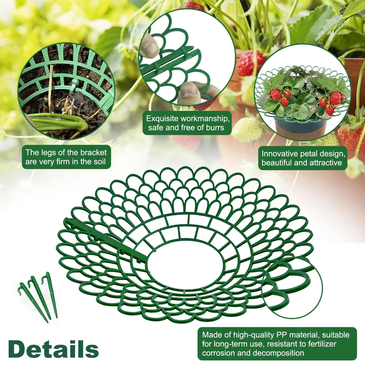 10PCS Strawberry Supports With 3 Sturdy Support Feet Keeping Plant Fruit Stand Vegetable Growing Rack Garden Tools