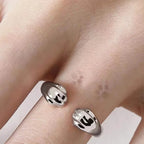 Cat Paw Print Ring Fantastic Cat Imprint Silver Color Simple Style Design Women's Rings Cute Women Party Gift Jewelry