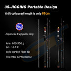 Predator 1.8/1.98m 6.5 feet portable carbon MH power slow jigging rod 3 sections solid tip off shore FUJI rings boat fishing rod