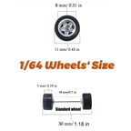 1/64 Wheels with Detachable Rubber Tires Electroplated Color for Toy Model Diecast Cars Refiting Parts for Hotwheels (5 sets)