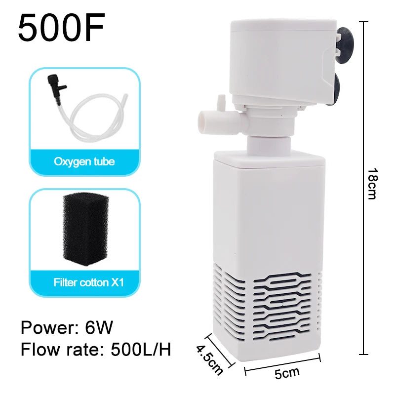Aquarium Filter Pump Fish Tank Submersible Silent Air Oxygen Aerator Water Change Pump Aquarium Air Pump Wave Maker 220v