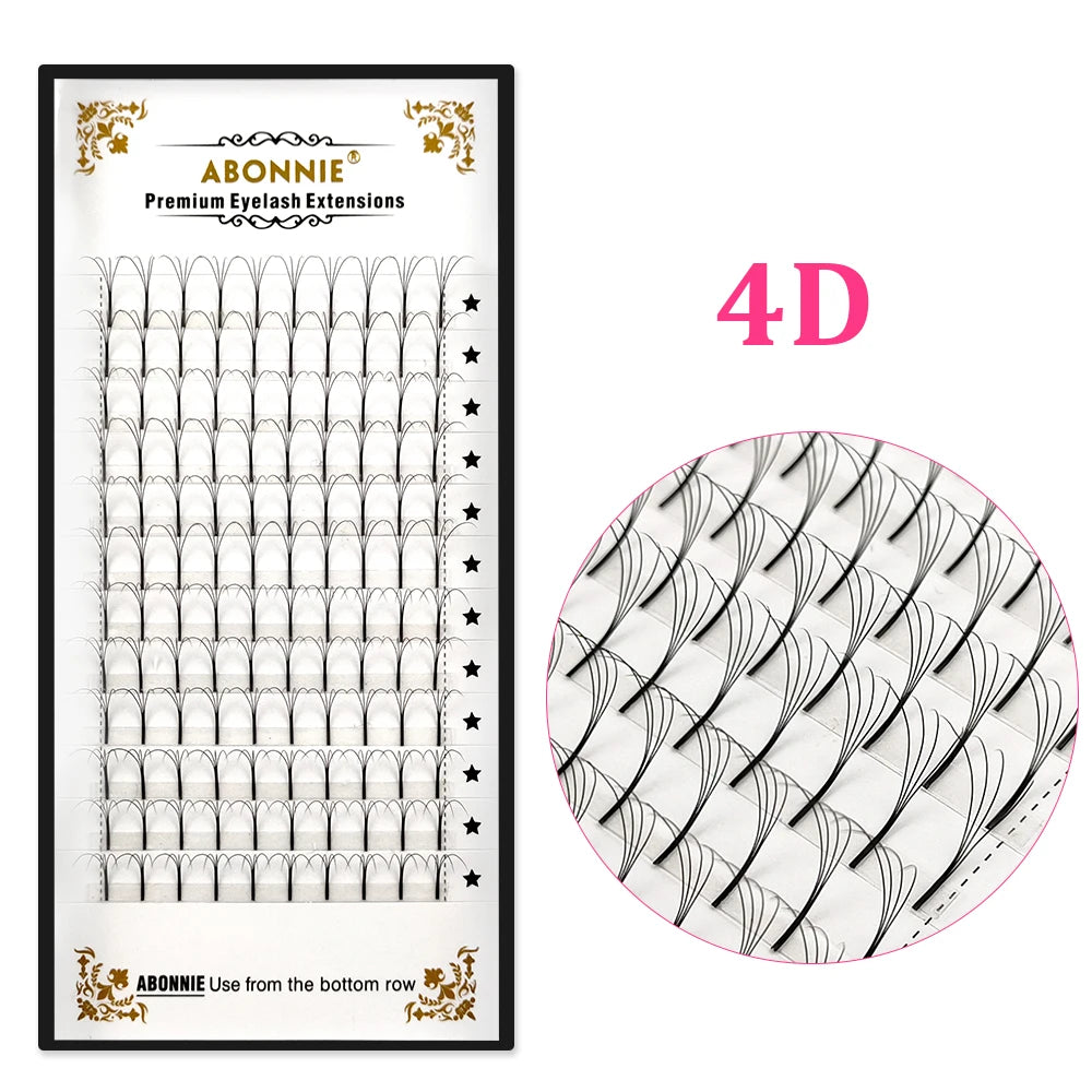 Abonnie 10 Cases Russian Volume Eyelash Extensions Eyelash Bouquets Volume Long Stem Soft Matte Black Premade Extension