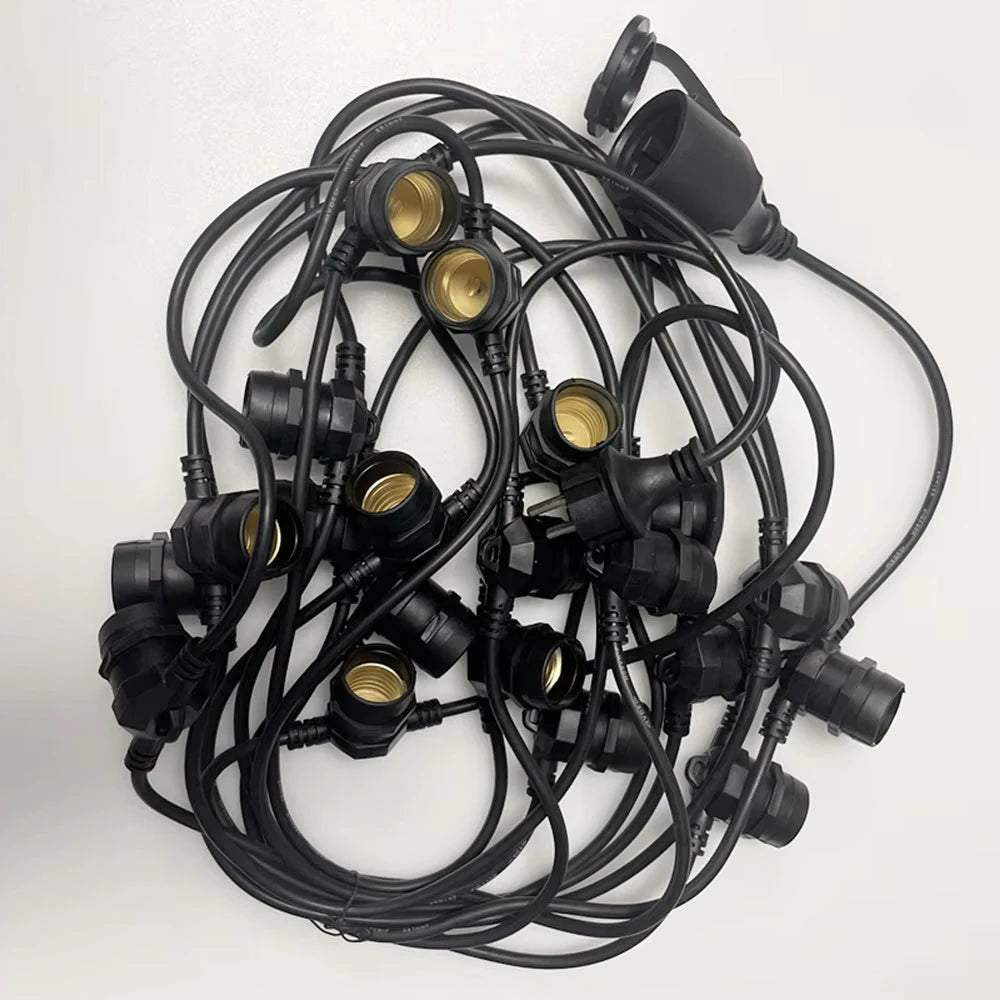 10M Cable LED String Commercial Grade Waterproof with E27 Sockets For Outdoor Holiday Garland Wedding Lighting Garden Decor