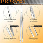 6 PCs/Pack Stainless Steel Kitchen Tweezers Set, Professional Chef Tweezers, Cooking Tweezers, Used for Cooking, 12 in, 6.3 in