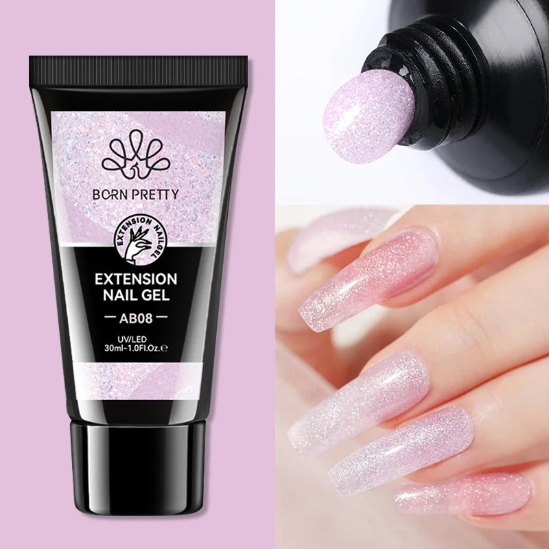 BORN PRETTY Acrylic Gel For Manicure Crystal 30ml Nail Gel Polish For Extension False Nail Tips Quick Building Hybrid Varnish