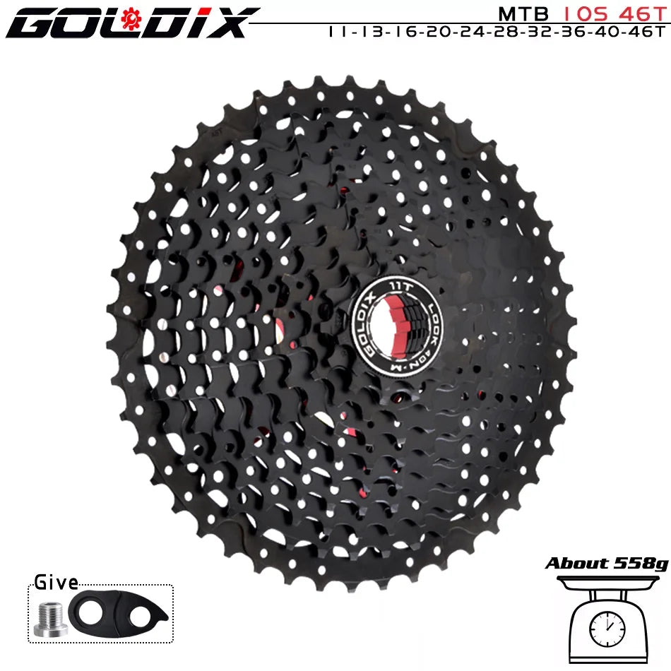 GOLDIX Black MTB Cassete 8/9/10/11/12 Speed 40/42/46/50/50T K7 8/9/10/11/12v Bicycle Freewheel Bicycle Sprocket for Shimano/SRAM