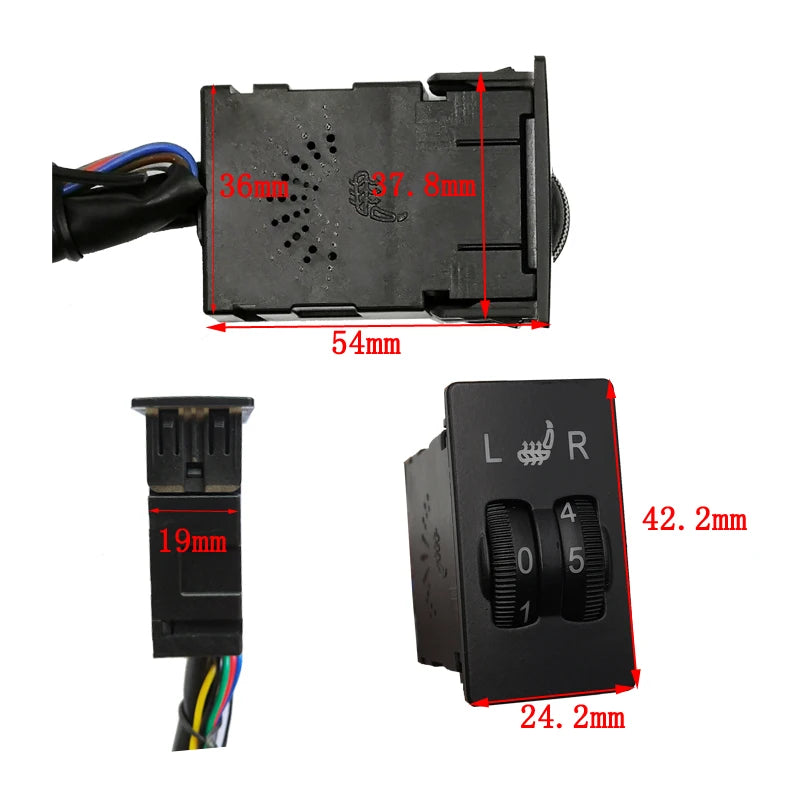 12V Universal Car Seat Heater Kit for 2 Seats, Carbon Fiber Pads, Dual 5-Level Dial Switch