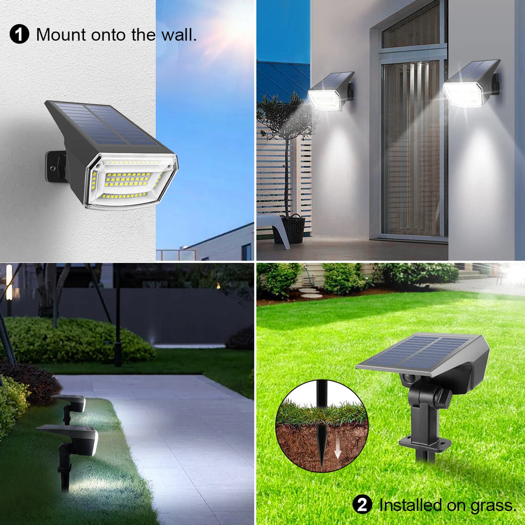59 LED Solar Spotlights Outdoor Waterproof Floor Mounted Lawn Landscape Light Warm White