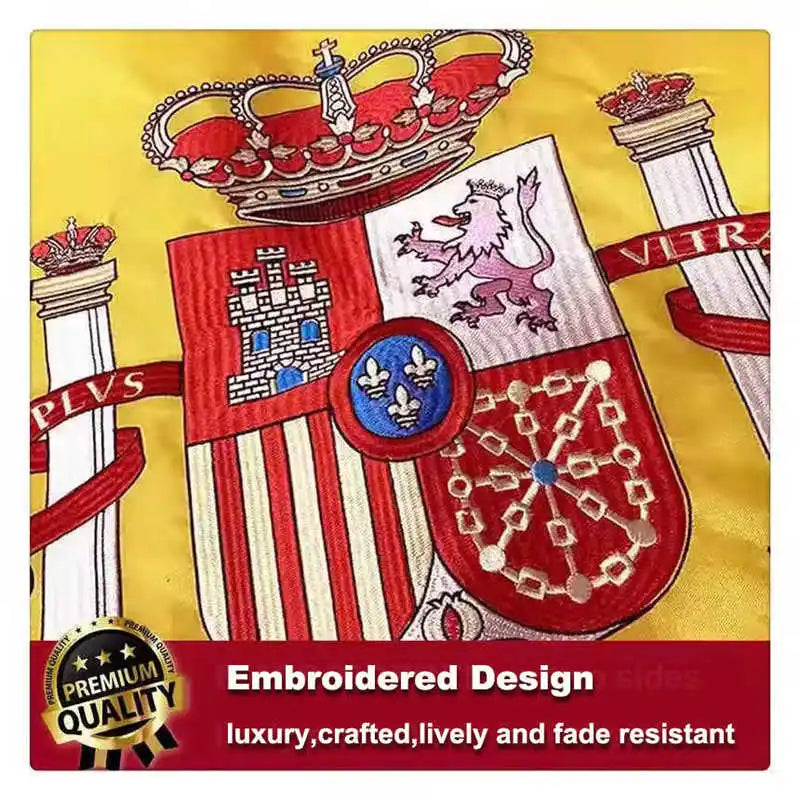 Embroidered Spain Flag Outdoor Durable Waterproof Thicken Oxford Fabric 90x150cm Home Garden National Spanish Flags Banners