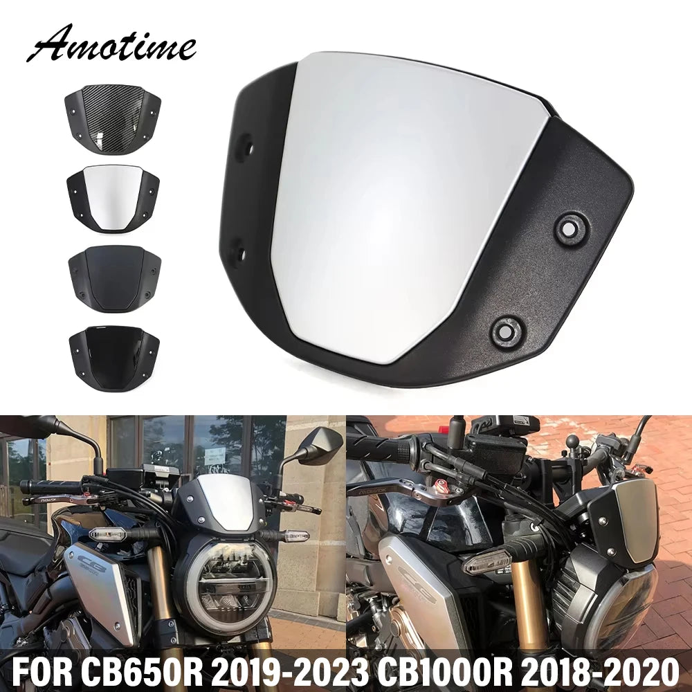 Motorcycle Windshield Wind Deflector for Honda CB650R 2019-2023, CB1000R - Bright Black