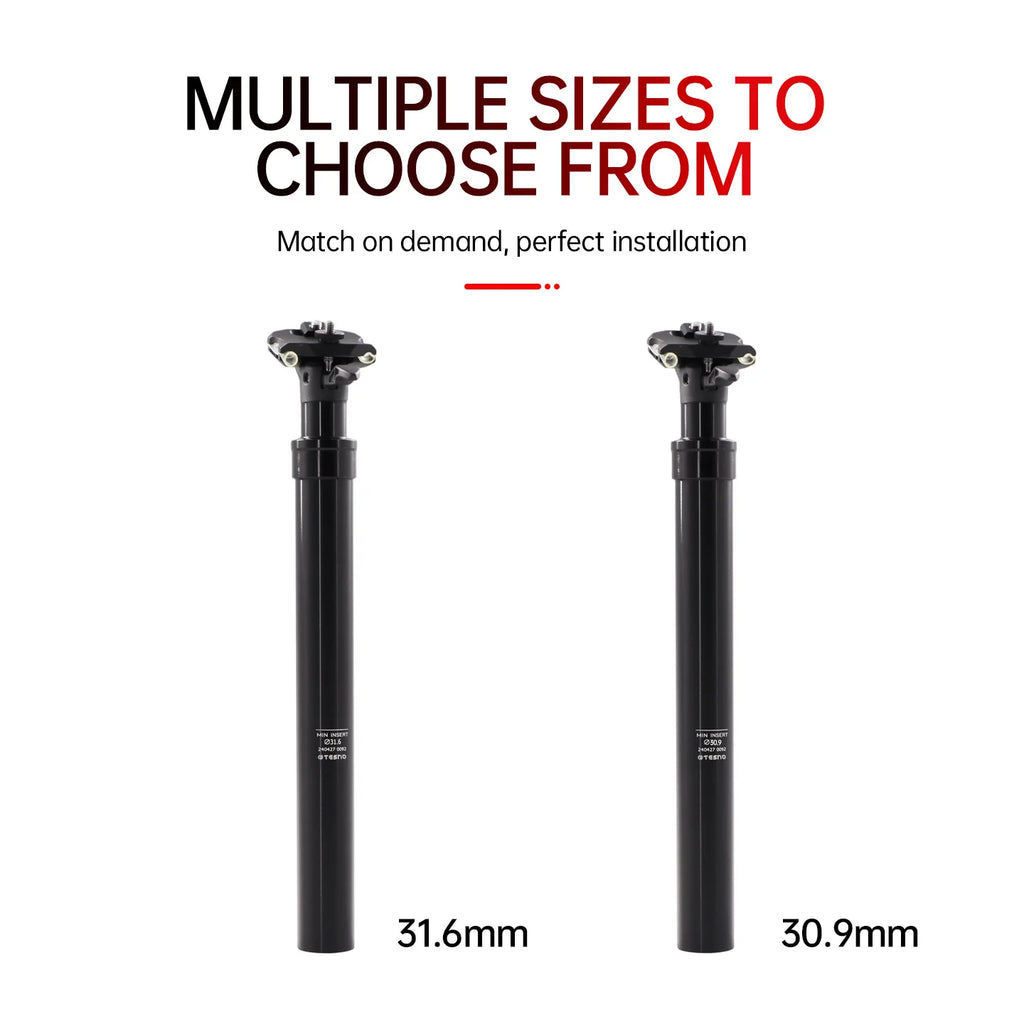 TESNO MTB Road Bicycle Shock Absorber Seatpost Tube Bikes Seat Post Dropper Manual Travel Height Adjustable Suspension 30.9/31.6