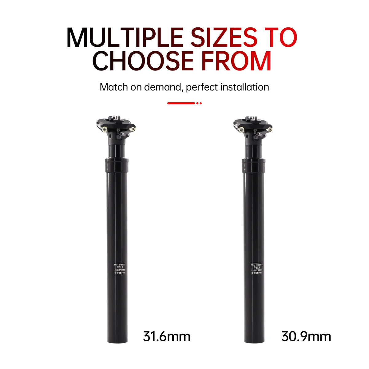 TESNO MTB Road Bicycle Shock Absorber Seatpost Tube Bikes Seat Post Dropper Manual Travel Height Adjustable Suspension 30.9/31.6