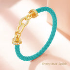 MOONLIGHT New Luxury Women's Zircon Ring Round Bracelet Genuine Braided Leather Bracelet for Woman Fashion Accessories 8 colors