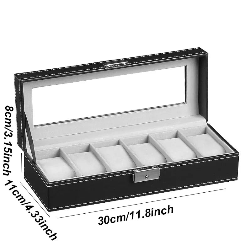 DELESYS Classic Style Leather 2/3/4/5/6/8/10/12/20 Slots Watch Display Case Organizer Jewelry Storage Box With Glass Top For Man