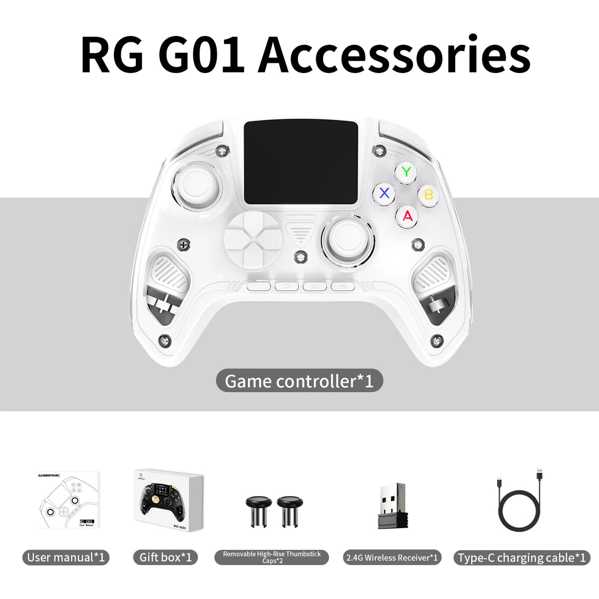 Anbernic RG G01 Retro Games Controller Hall Effect Triggers 2.5D Curved IPS Screen 2100mAh XBOX Gamepad for PC Android IOS Steam