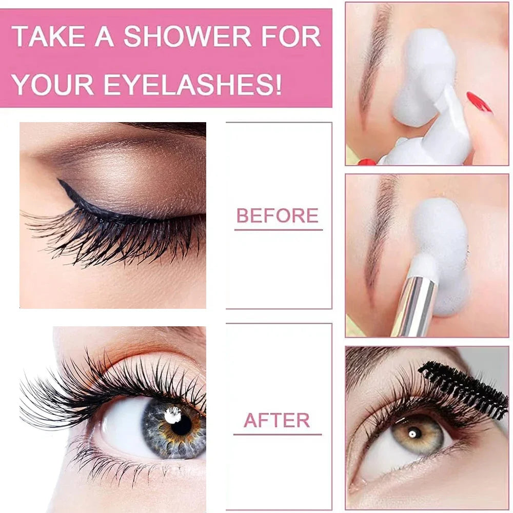 Eyelash Shampoo Cleaning Tools Include 60ML Empty Bottle Foam Dispenser Eyelash Brush Storage Bag Cleaning Nose Brush Eyelash