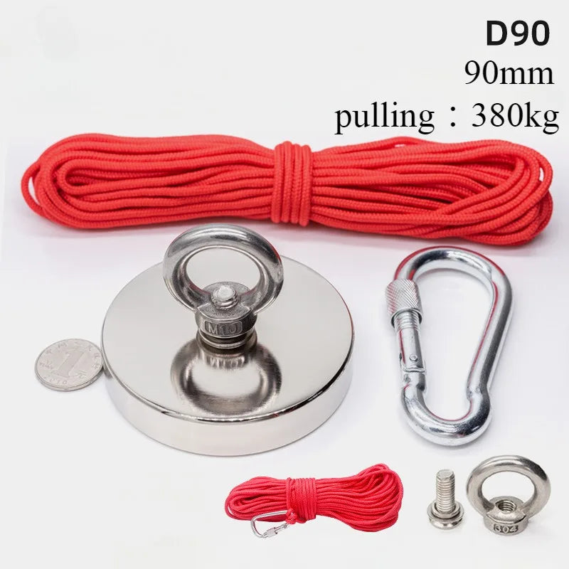Super strong neodymium magnet, iron and boron lifting ring, magnetic suction cup, salvage artifact set