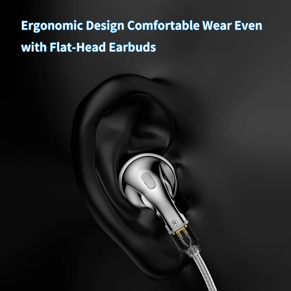 TRN Seahorse Pro flat-head earbuds 14.2mm dynamic driver metal earphones 3.5mm/4.4mm