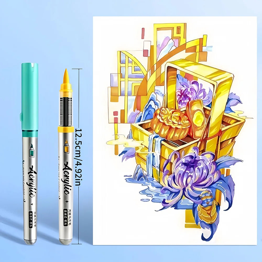 Acrylic Brush Markers Set with Portable Case, Liquid Ink Art Acrylic Paint Markers Set for Art and DIY Craft